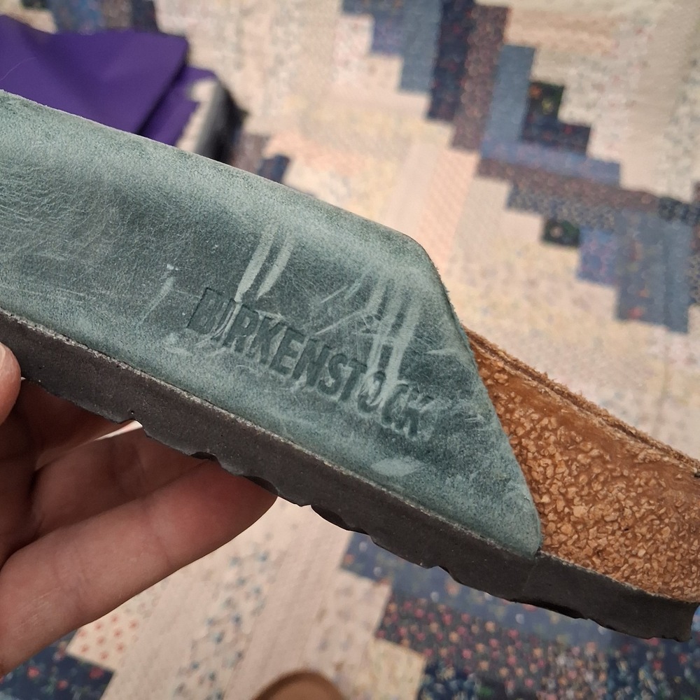 Birkenstock Arizona Soft Footbed Suede Slide Sandals Womens 36 Narrow Teal Blue - Picture 7 of 7